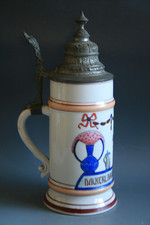 ANCIENNE PIERRE DE BIÈRE ALLEMANDE ART NOUVEAU AVEC LITHOPHANE - C 1900