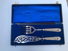 Service à poisson en métal argent ancien avec son coffret d'origine