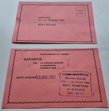 Certificat de garantie Amstrad GX 4000