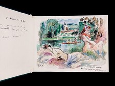 ANDRÉ PLANSON : CARNET DE LA MARNE . AQUARELLE ORIGINALE . 1967