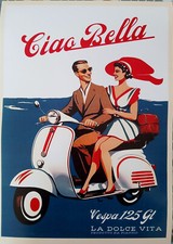 VESPA scooter - ciao bella -  AFFICHE POSTER