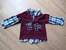 T-shirt / chemise manches longues bordeaux à carreaux Tape à l'oeil 9 mois 71 cm