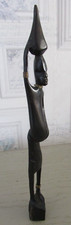 Statuette africaine en bois Femme enceinte porteuse d'eau Fécondité Haut 22 cm