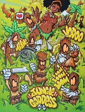 Toile "JUNGLE GODDESS" 40 x 30 cm OPOIL (graffiti, street art)