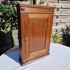 Armoire Murale 19ème Bois De Noyer, Petit Meuble De Pharmacie Ancien Avec Clé...