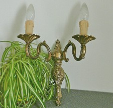 ANCIEN APPLIQUE MURALE 2 FEUX LAMPE EN BRONZE DORÉ STYLE LOUIS XV ROCAILLE SIGNÉ
