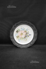 Assiette En Céramique Et Étain Motif Fleurs 21 Cm