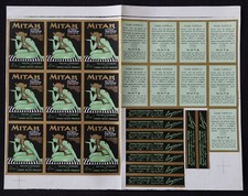 ART DECO Planche imprimeur étiquette MITAH parfum fourrure tapis vêtement