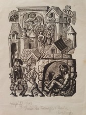 6 Bois gravés sign Maria Hiszpanska-Neumann Polonaise François Villon Testament