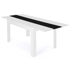 Table à manger extensible rectangle GEORGIA 6-10 personnes blanche et noire 140-