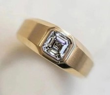 Bague sertie d'une lunette pour hommes taille Asscher 0,50 ct diamant cultivé...