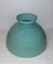 RARE GLOBE OPALINE PRESSE MOTIFS RELIEF BLEU PÂLE POUR SUSPENSION CERCLE 35 CM