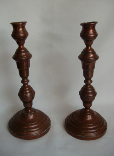 Paire bougeoirs anciens - paire,