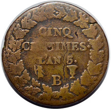 5 Centimes Dupré L'an 5 B