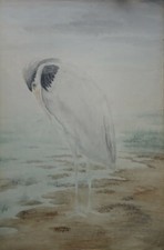 GRAND DESSIN ECOLE FRANCAISE XIX° AQUARELLE CROQUIS JAPONISME OISEAUX JAPON 