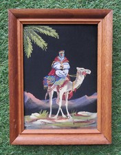 Ancien superbe tableau huile sur soie orientaliste signé Georges Mallet touareg.