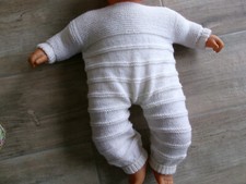 vetement baigneur gros poupon 60cm grenouillère tricotée laine, années 1980