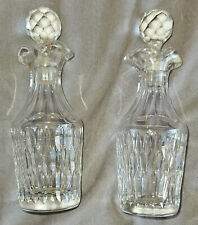 2 flacons cristal de Lorraine pour huilier vinaigrier en métal argenté ou argent