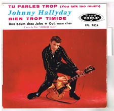 Johnny HALLYDAY  Tu parles trop  avec languette  et centreur     7' 45 tours EP