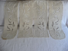 Lot de 4 panneaux de rideaux lin écru brodés