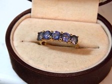 Bague En Or Jaune 9 Carats Avec 5 Pierres De Tanzanite Taille 7,5 10h 38