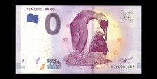 2019-1 sea life €0 tourist souvenir euro ticket - paris new / unc