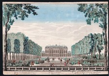 JARDIN HOTEL d'EVREUX vue d'optique XVIII ème / lanterne magique magic lantern