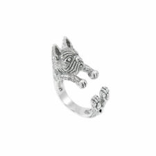 Français Bouledogue Frenchie Chien 925 Bague en Argent Fin Meilleur Ami Bijoux