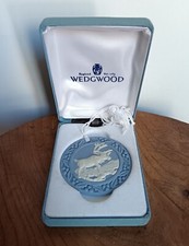 Ancien médaillon ornement de Noël porcelaine WEDGWOOD Renne boîte d'origine C85