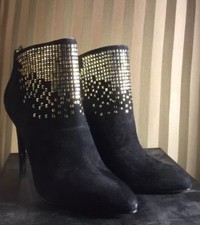 NEw French Connection Womens Sz 38 Monroe Black Boots Shoes Studs