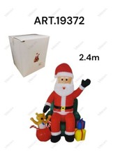 Gonflable Père Noël Assis Paquets Cadeaux 240Cm Décorations De Noël Extérieur