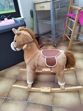 CHEVAL A BASCULE En BOIS ET FOURRURE - JOUET PELUCHE ENFANT ANIMAL