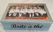 BOITE  A THE 6 COMPARTIMENTS METAL FACON ZINC