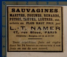 NAMER achat peaux sauvagines