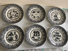 Lot de 6 assiettes originales - Porcelaine Choisy le Roy - avec rébus  