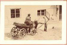 Cocher et sa voiture à cheval, Tirage vintage, ca.1880 Cocher et sa voiture à ch