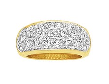 Bague Rhodié T58 Bicolore Pavé de 27 Diamants Cz Plaqué Or 18K Dolly-Bijoux