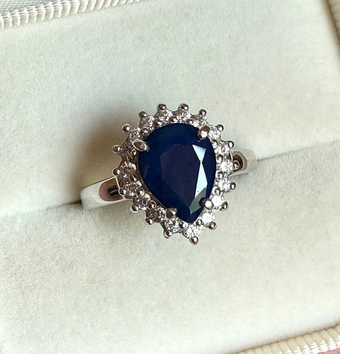 Bague saphir bleu naturel - naturel,