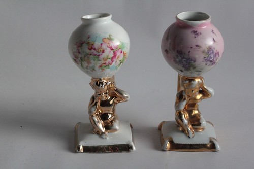 Paire vases porcelaine anges - vases,