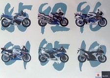 LOT DE 6 AUTOCOLLANTS GSXR SUZUKI STICKERS MOTO STICKER 1985 A 2010