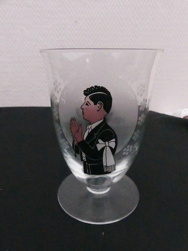 Verre ancien emaillé souvenir - verre,