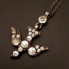 Ancien colli pendentif Saint Esprit pierres du Rhin argent massif Normandie XIXè