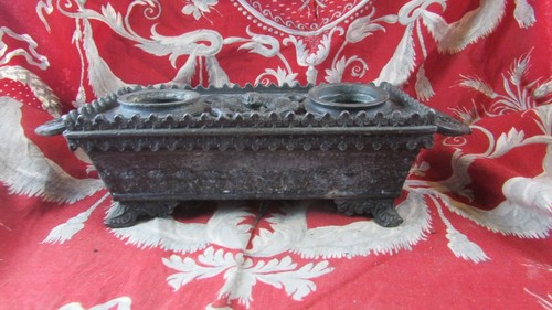Ancien encrier plumier - plumier, xixe