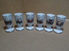 6 Mazagrans en porcelaine PILLIVUYT Motif /anciennes voitures