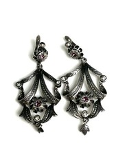 ANCIEN Boucles D’oreilles Napoléon 3 Pendants Quartz  ANTIQUE earings