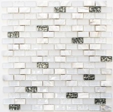 Mosaïque carreau translucide brique pierre verre blanc bain 87-B01S_f |10plaques