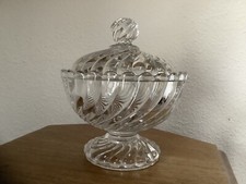 BACCARAT CONFITURIER ou SUCRIER CRISTAL BAMBOU TORS ANCIEN TBE POT COUVERT