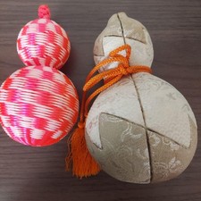 Artisanat japonais Hyotan décor en forme de gourde rose orange blanc vintage ...