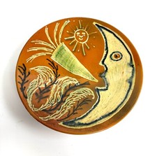 Plat céramique Puigdemont La Bisbal Espagne 1950/60 - Lune et Soleil - 25 cm
