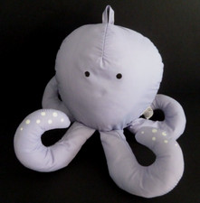 75.DOUDOU PELUCHE NATURE ET DECOUVERTES PIEUVRE poulpe mauve blanc 24cm TTBE